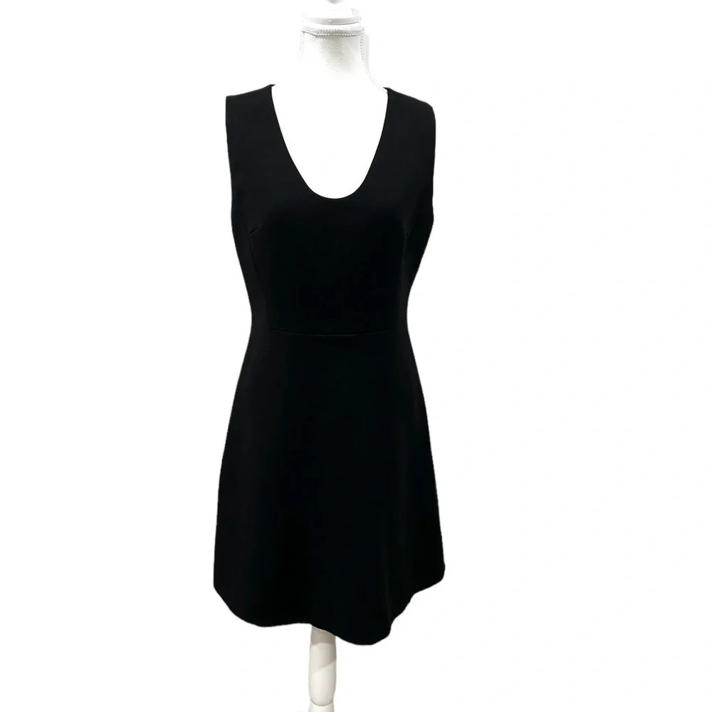 Theory Black Sleeveless Scoop-Neck Mini Dress